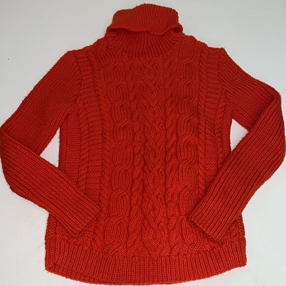 Vintage hand Knit cable knit turtleneck Sweater Fisherman Core C33 - Picture 7 of 7